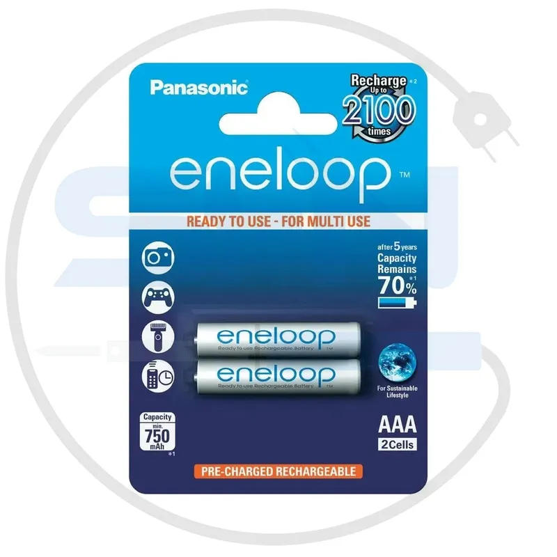 باتری شارژی نیم قلمی 2 عددی Panasonic Eneloop AAA gallery0