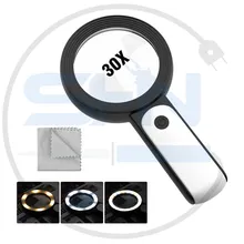 ذره بین دستی شیشه ای 30X LED gallery1