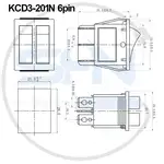 کلید راکر باریک چراغدار دو پل KCD3-201N thumb 3