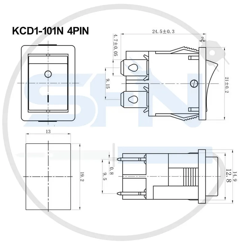 کلید راکر چراغدار KCD1-101N 4PIN gallery2