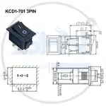 کلید بچه راکر دوحالته KCD1-701 3PIN thumb 3