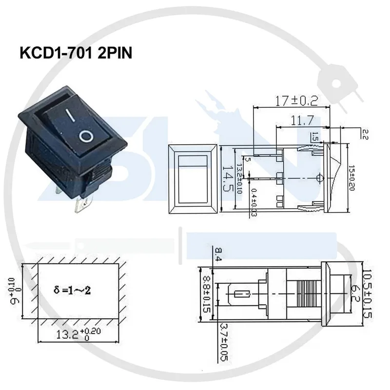 کلید بچه راکر دوحالته KCD1-701 2PIN gallery2