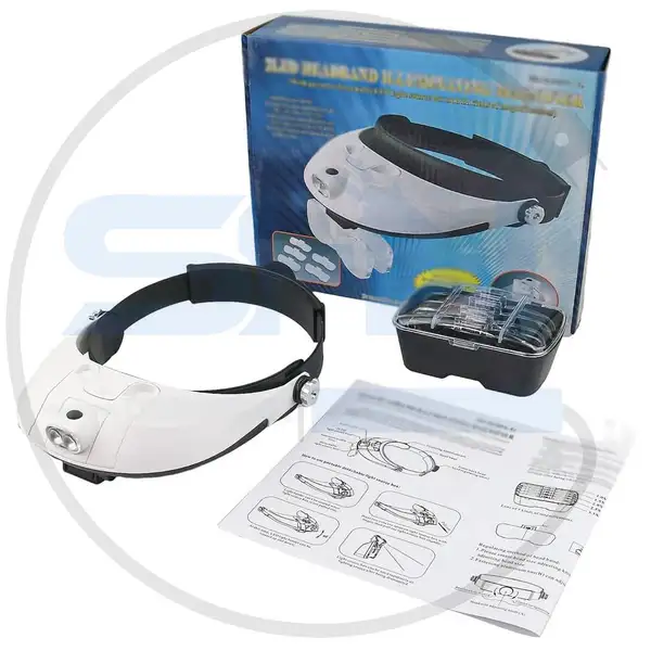 ذره بین هدبندی چراغ دار 5 لنز مدل MG-81001