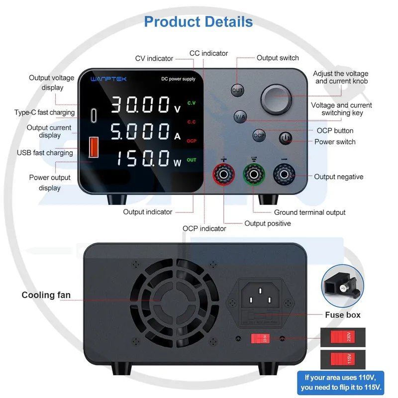 منبع تغذیه 30 ولت 10 آمپر WANPTEK TPS3010 gallery1